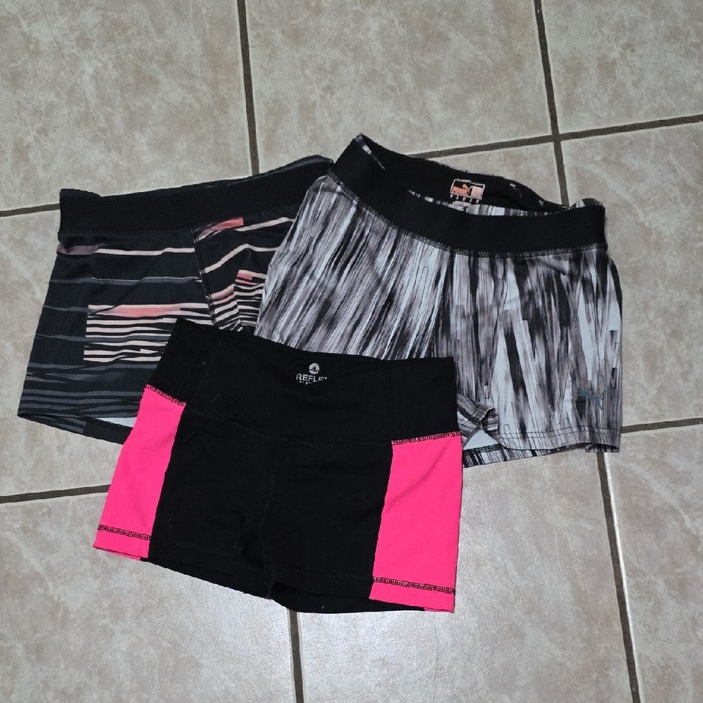 Puma Athletic Shorts Black and Gray Performance Wear